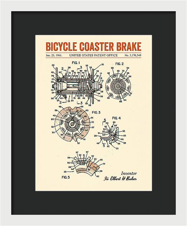 Bicycle Coaster Brake Retro Patent Us3170549a