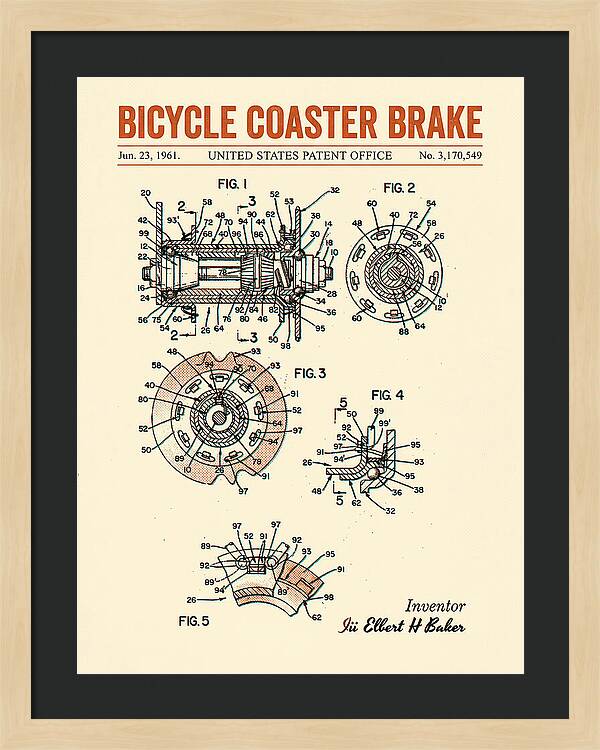 Bicycle Coaster Brake Retro Patent Us3170549a