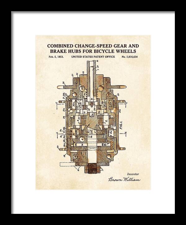 Bicycle Gear And Brake Hub Watercolor Patent Us2816634a