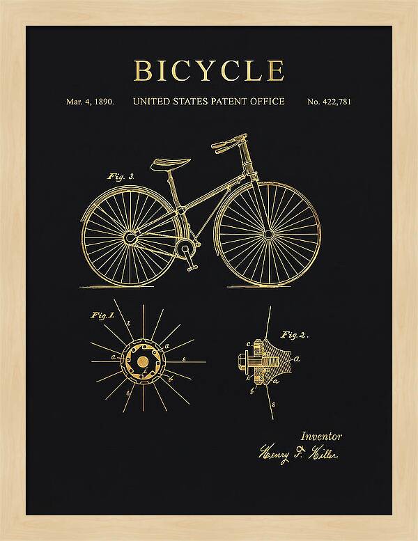 Bicycle Gold Patent Us422781a