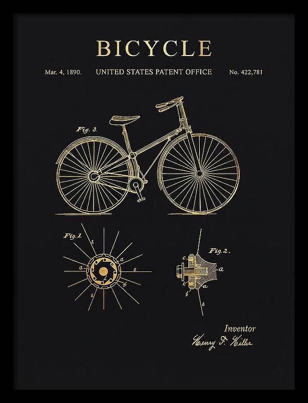 Bicycle Gold Patent Us422781a
