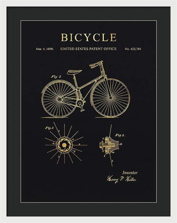 Bicycle Gold Patent Us422781a