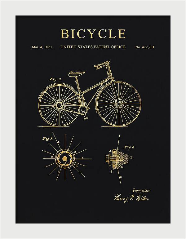 Bicycle Gold Patent Us422781a