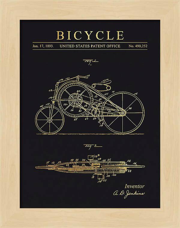 Bicycle Gold Patent Us490252a