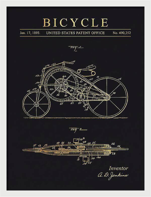 Bicycle Gold Patent Us490252a