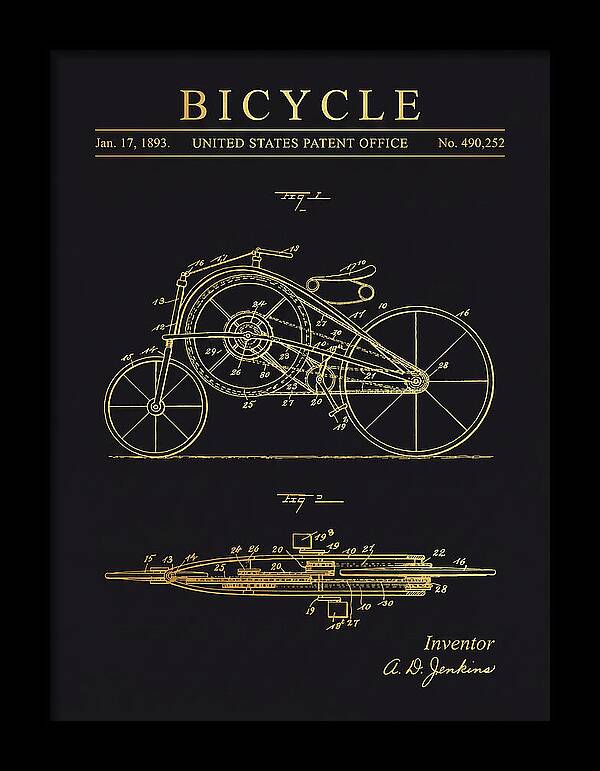 Bicycle Gold Patent Us490252a
