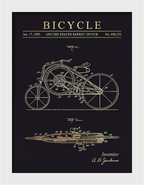 Bicycle Gold Patent Us490252a