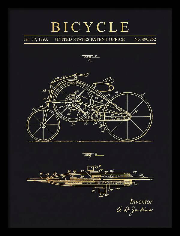 Bicycle Gold Patent Us490252a