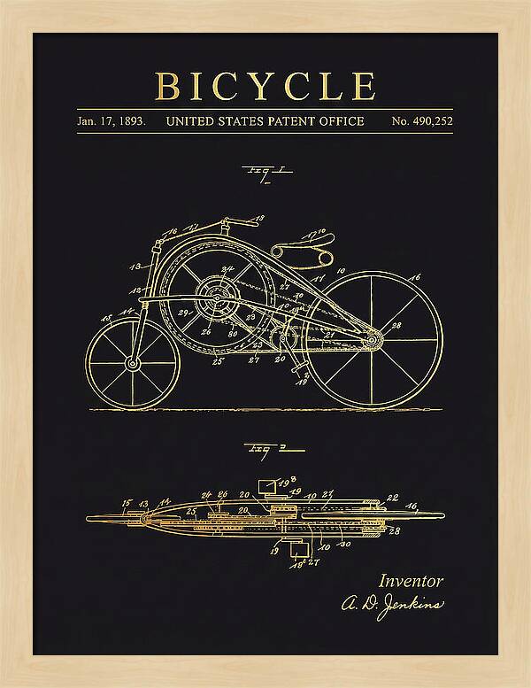 Bicycle Gold Patent Us490252a
