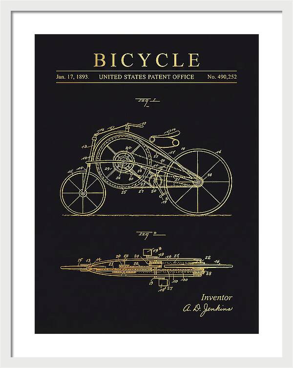 Bicycle Gold Patent Us490252a