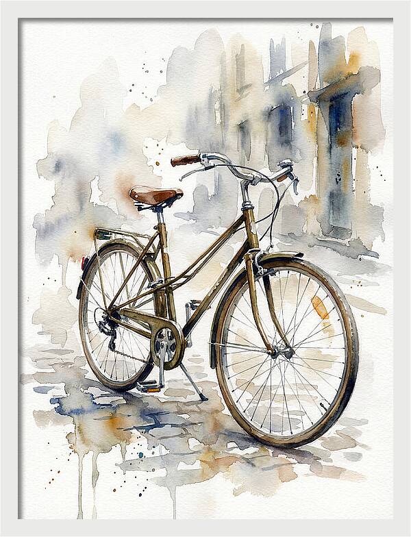Bicycle In Watercolor Elegance
