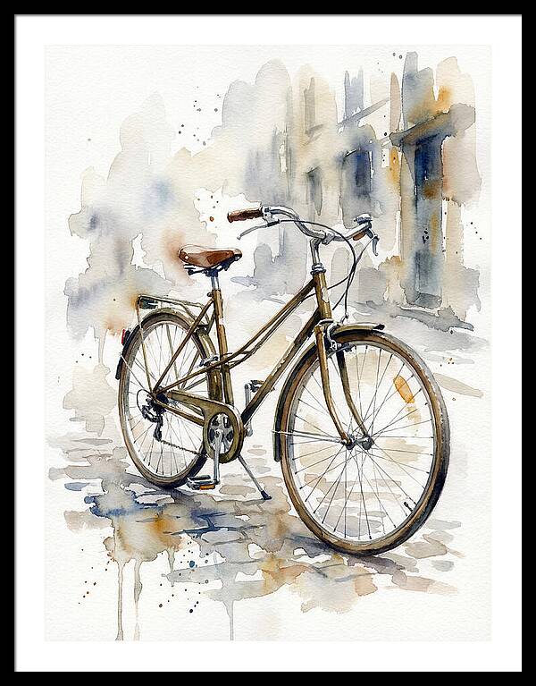Bicycle In Watercolor Elegance