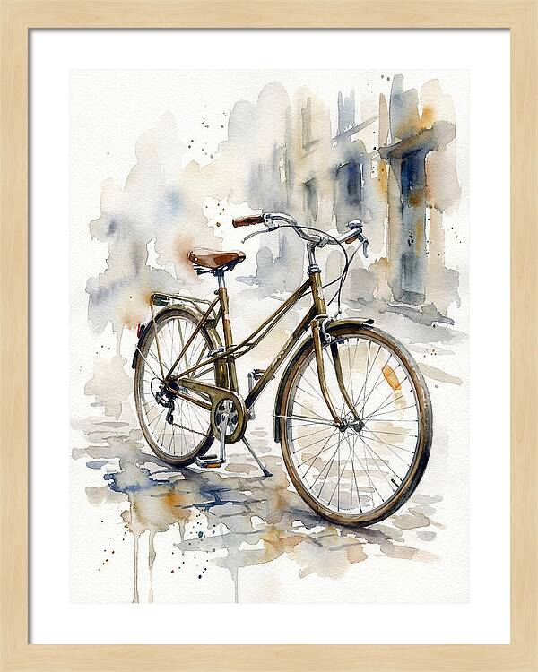 Bicycle In Watercolor Elegance