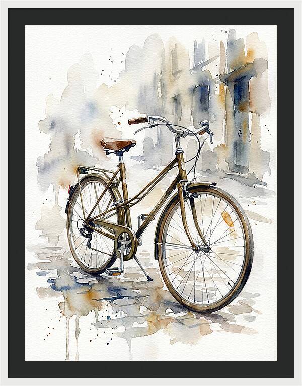 Bicycle In Watercolor Elegance
