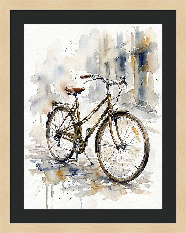 Bicycle In Watercolor Elegance