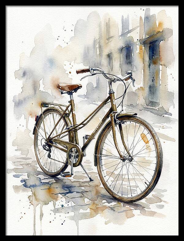 Bicycle In Watercolor Elegance