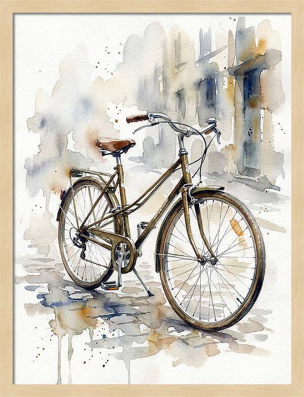 Bicycle In Watercolor Elegance