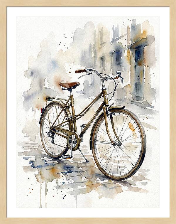 Bicycle In Watercolor Elegance