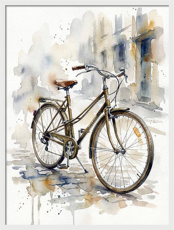 Bicycle In Watercolor Elegance