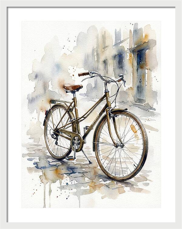 Bicycle In Watercolor Elegance