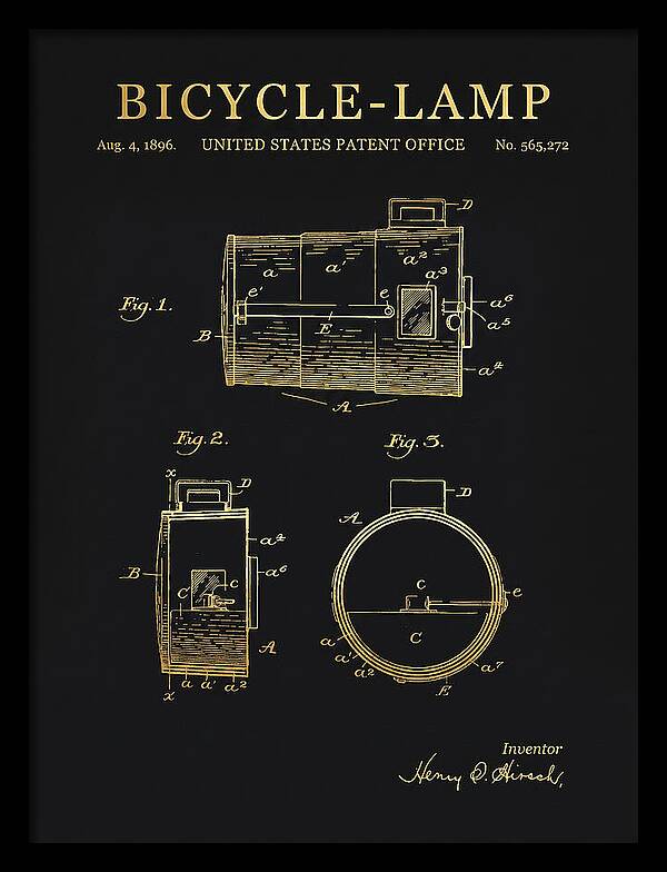 Bicycle Lamp Gold Patent Us565272a