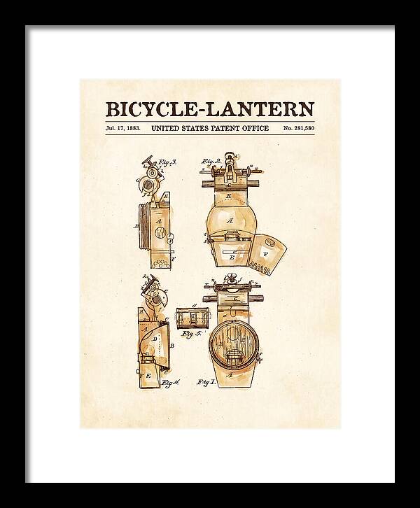 Bicycle Lantern Watercolor Patent Us281580a