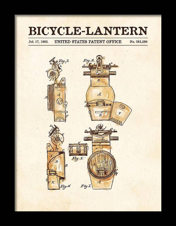 Bicycle Lantern Watercolor Patent Us281580a