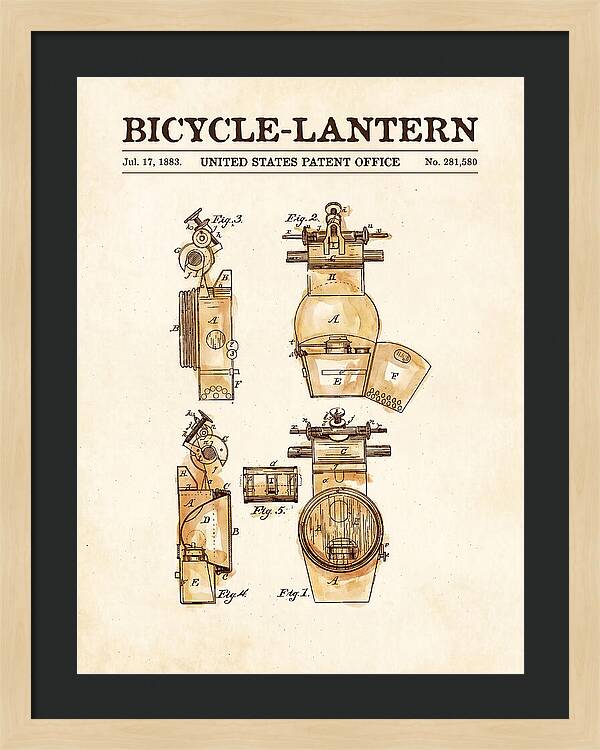 Bicycle Lantern Watercolor Patent Us281580a