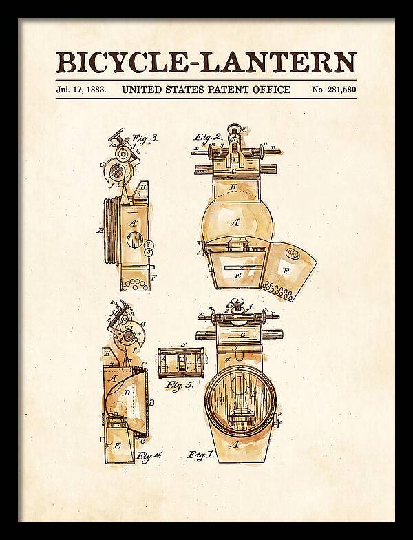 Bicycle Lantern Watercolor Patent Us281580a