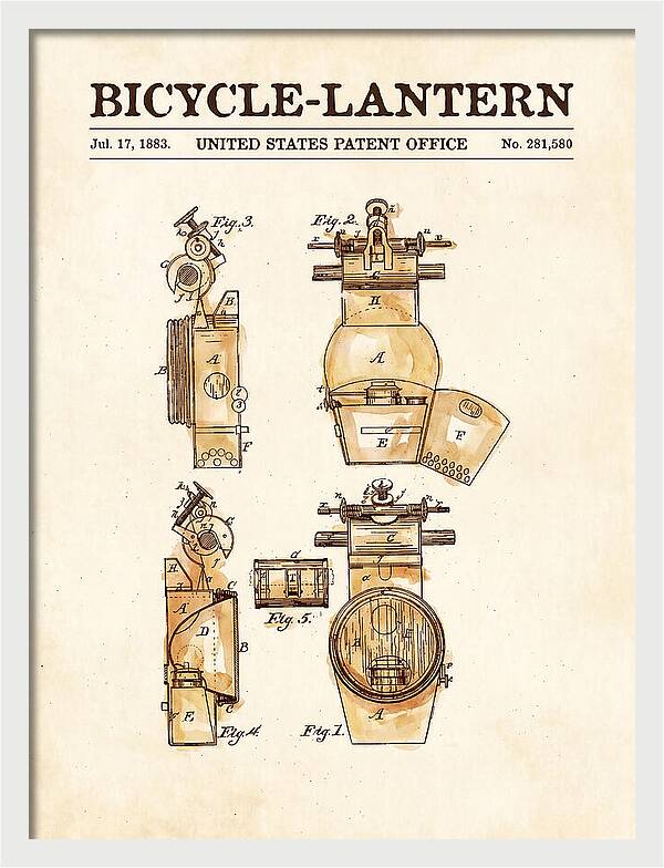 Bicycle Lantern Watercolor Patent Us281580a