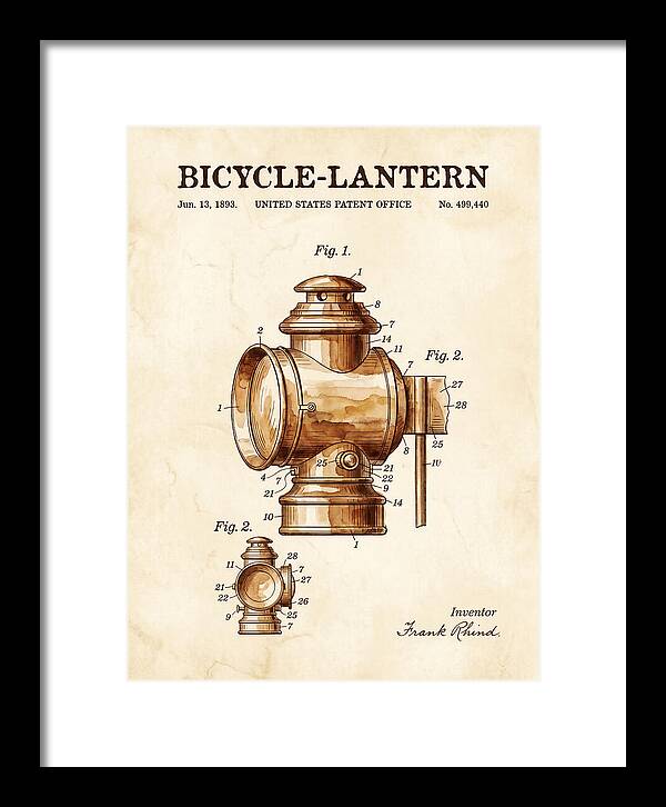 Bicycle Lantern Watercolor Patent Us499440a