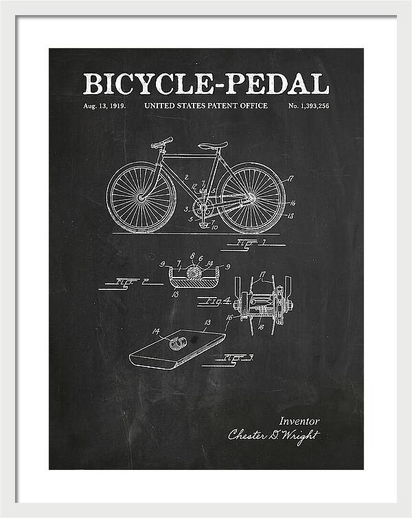 Bicycle Pedal Chalkboard Patent Us1393256a