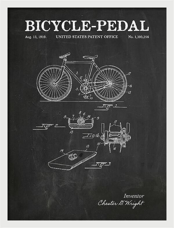 Bicycle Pedal Chalkboard Patent Us1393256a