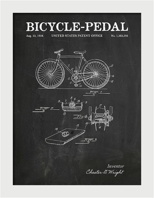 Bicycle Pedal Chalkboard Patent Us1393256a