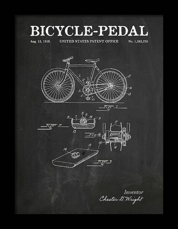 Bicycle Pedal Chalkboard Patent Us1393256a
