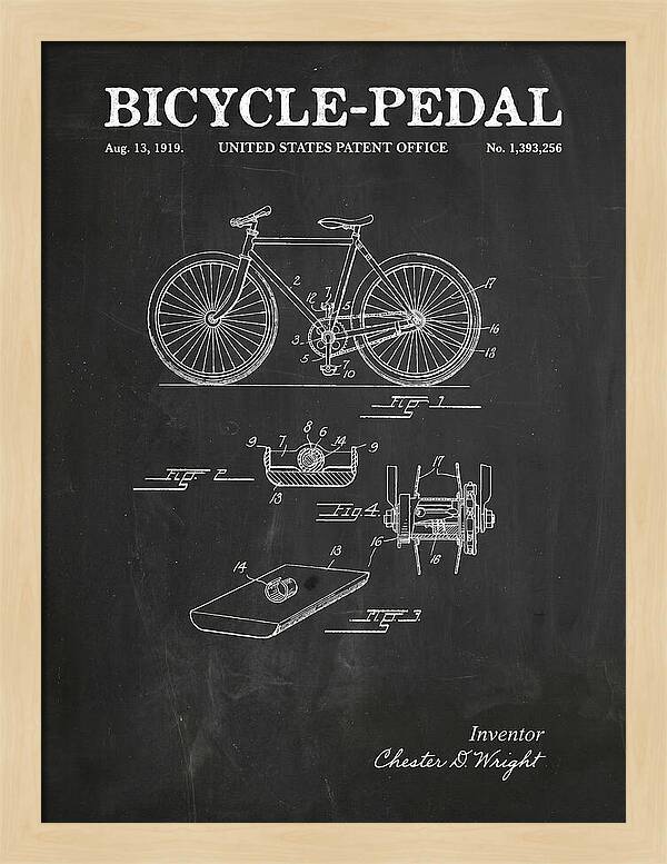 Bicycle Pedal Chalkboard Patent Us1393256a
