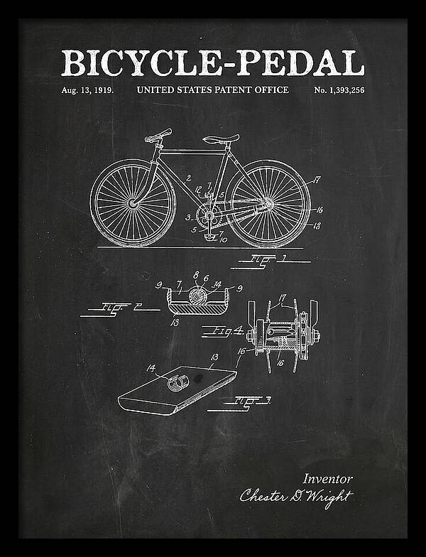 Bicycle Pedal Chalkboard Patent Us1393256a