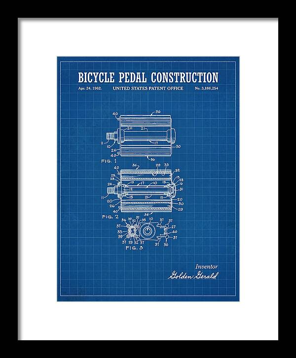 Bicycle Pedal Construction Blueprint Patent Us3186254a