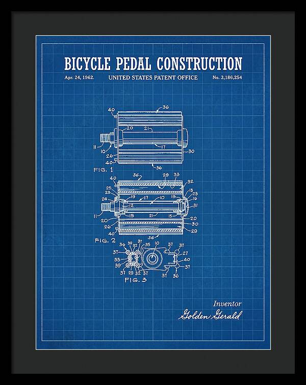 Bicycle Pedal Construction Blueprint Patent Us3186254a