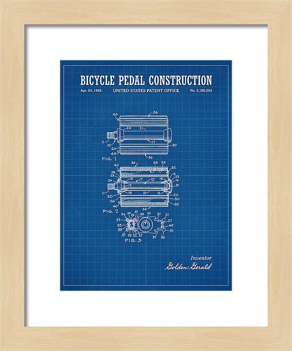 Bicycle Pedal Construction Blueprint Patent Us3186254a
