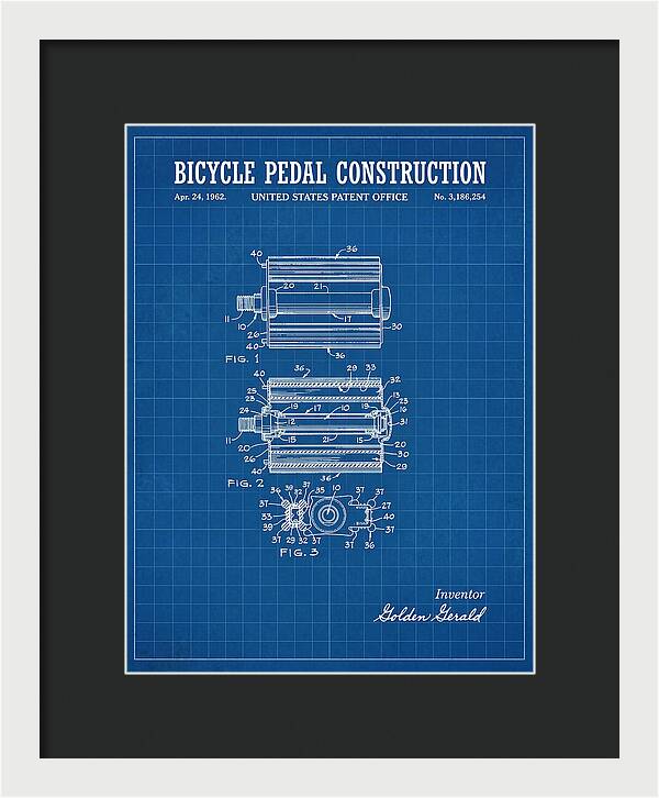 Bicycle Pedal Construction Blueprint Patent Us3186254a