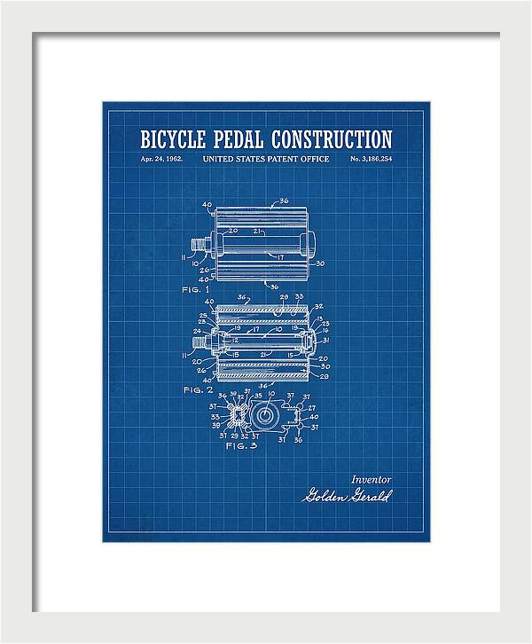 Bicycle Pedal Construction Blueprint Patent Us3186254a
