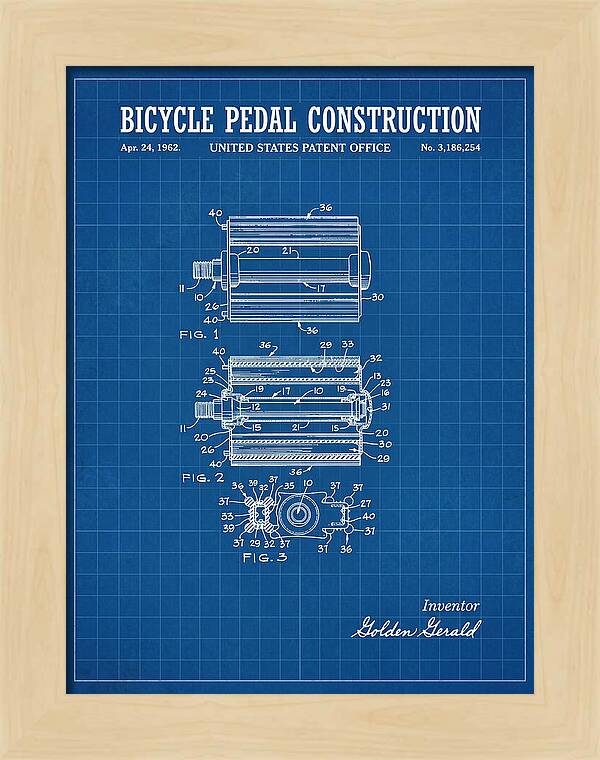 Bicycle Pedal Construction Blueprint Patent Us3186254a