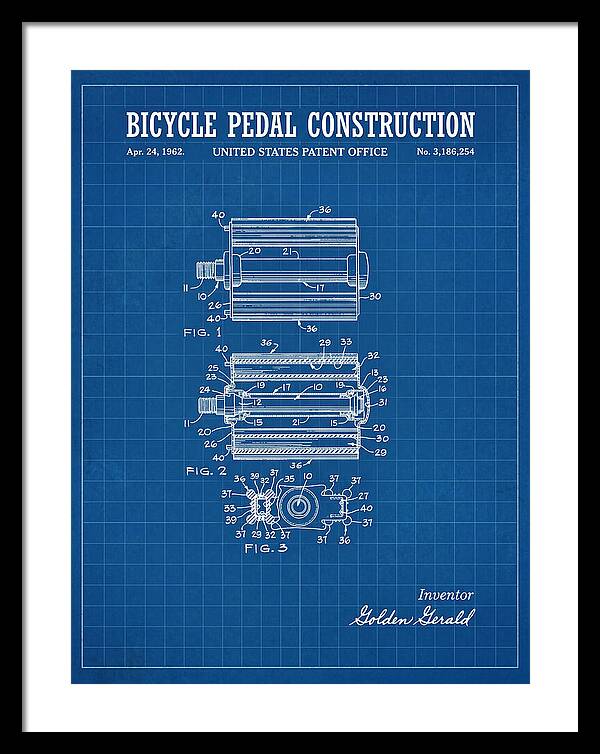 Bicycle Pedal Construction Blueprint Patent Us3186254a