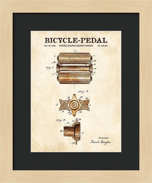 Bicycle Pedal Watercolor Patent Us469295a