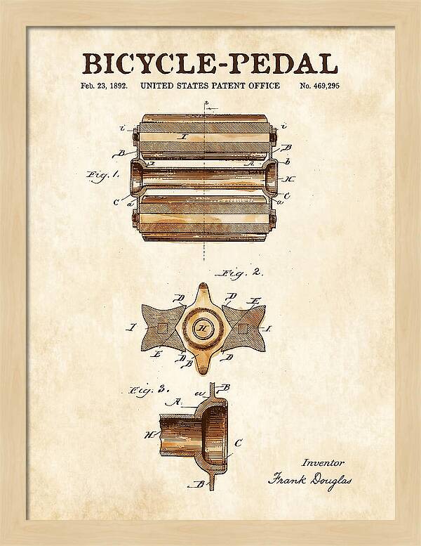 Bicycle Pedal Watercolor Patent Us469295a