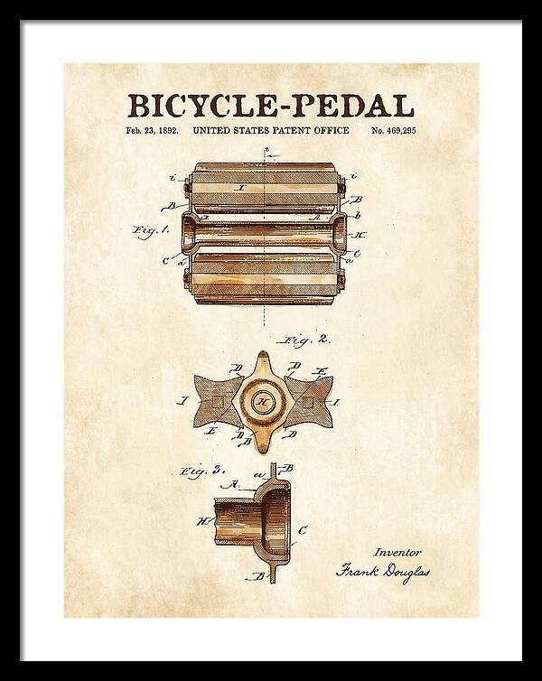 Bicycle Pedal Watercolor Patent Us469295a