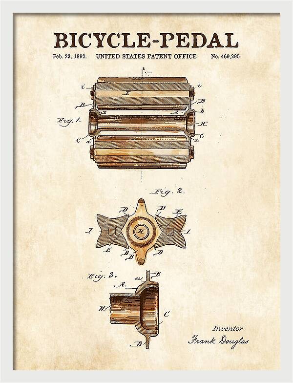 Bicycle Pedal Watercolor Patent Us469295a