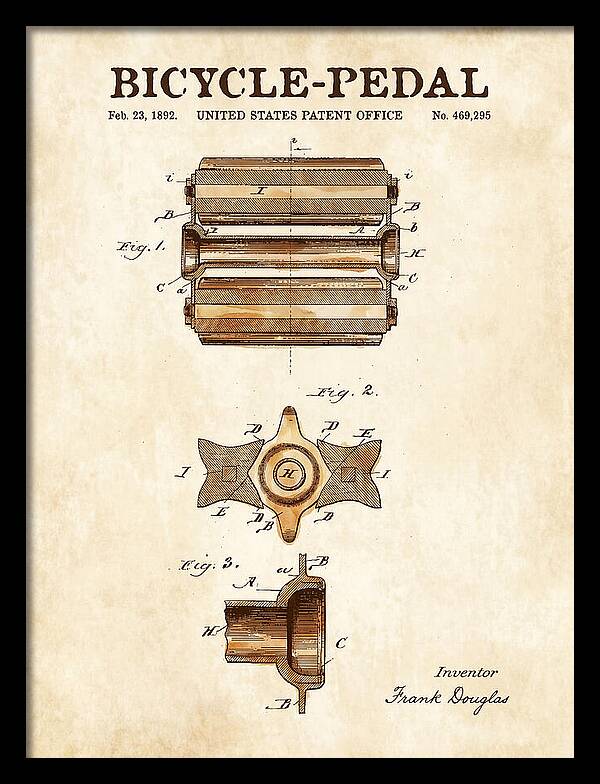 Bicycle Pedal Watercolor Patent Us469295a