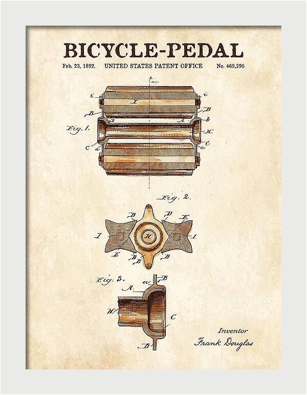 Bicycle Pedal Watercolor Patent Us469295a